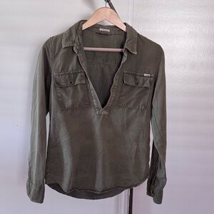 Mother Army Green Long Sleeve Shirt - XS